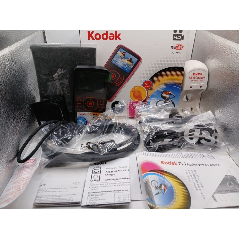 KODAK Zx1 Bundle Pocket Video Camera HD720p Black YouTube Weather Resistant